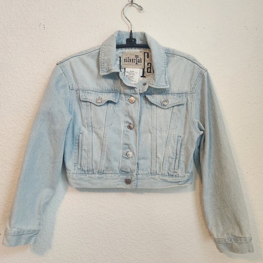 Levi's Silver Tab Cropped Denim Jean Jacket Teen Girl's, Size M (10-12 years)